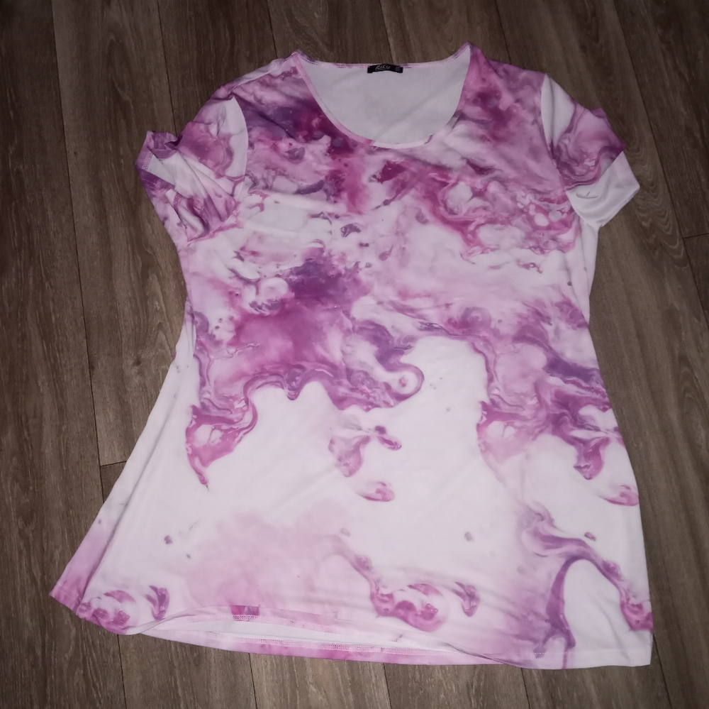 Lily purple abstract tunic blouse plus size 2x